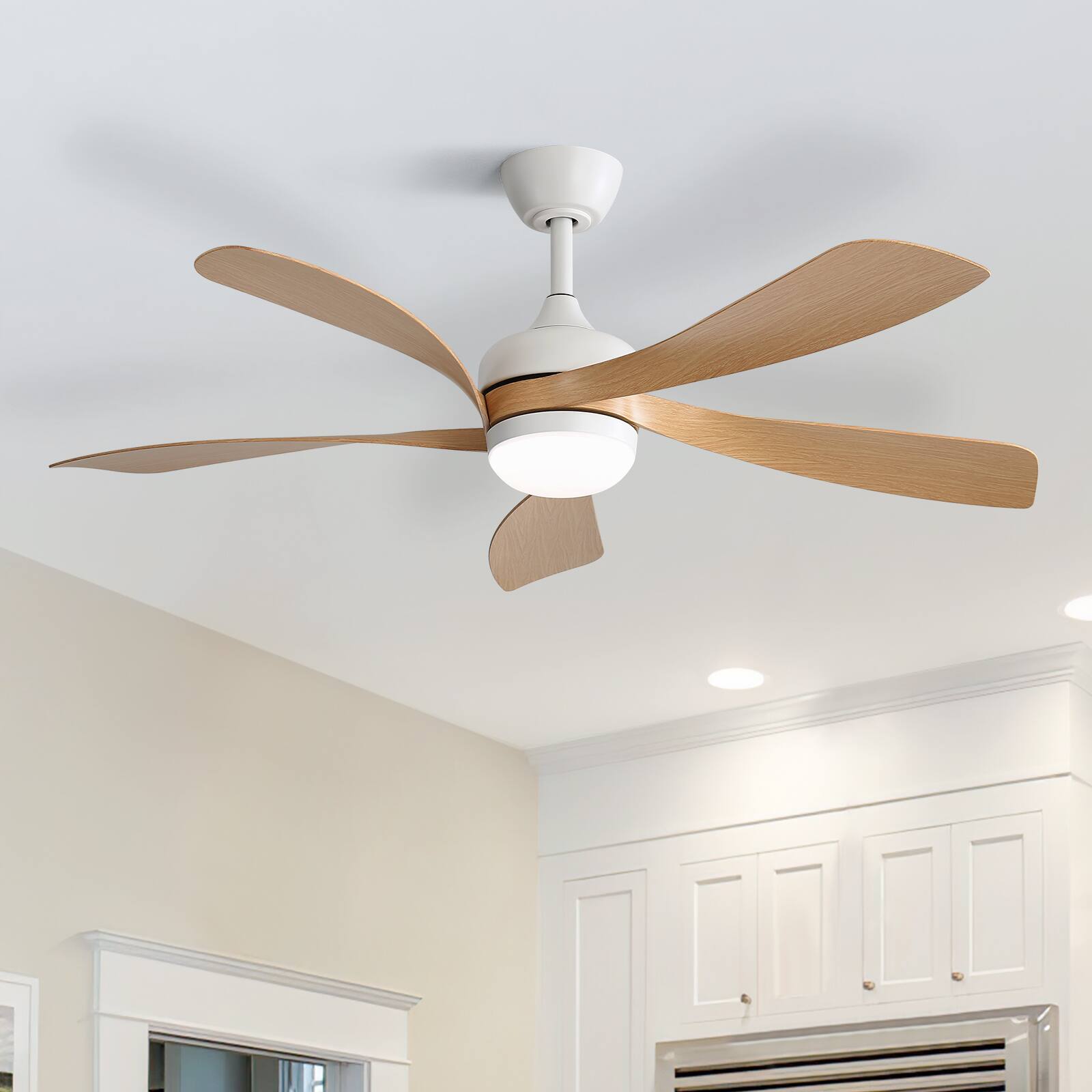 Alt View 2. Sofucor - 52 inch Low Profile Ceiling Fans with Lights and Remote Control Outdoor Indoor Ceiling Fan - White.