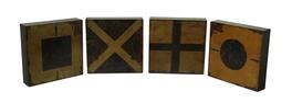 Zeckos - 4 Pc. Nautical Flag Markers Decorative Wood Wall Plaque Set - Multicolored