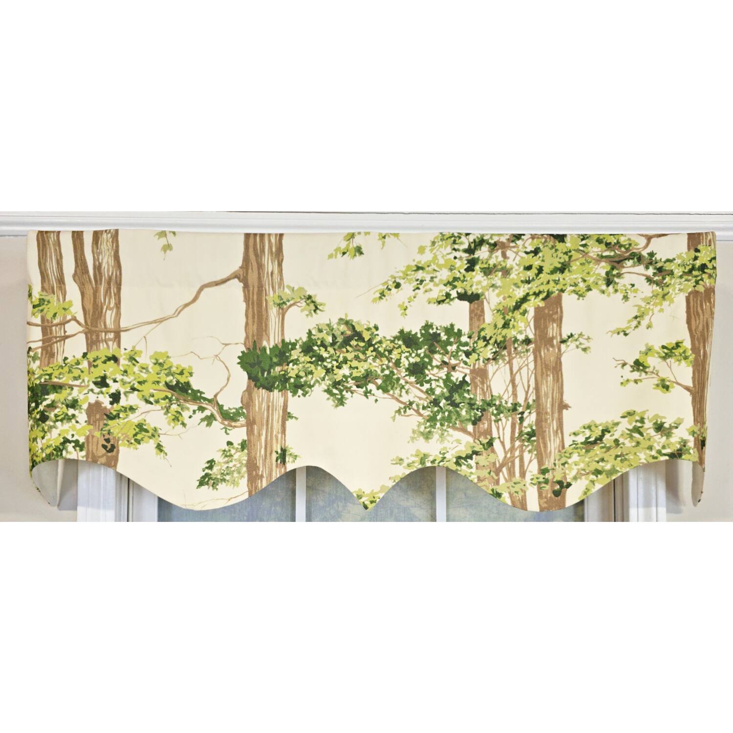 Left. RLF Home - RLF Home 100% Cotton Canopy Regal  Fully lined Windows Rod Pocket Valance 50" x 17"  Ivory - Ivory.