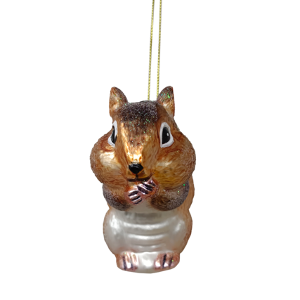 Front. OrnamentallyYou - Chipmunk Glass Christmas Tree Ornament - Multi-colored.