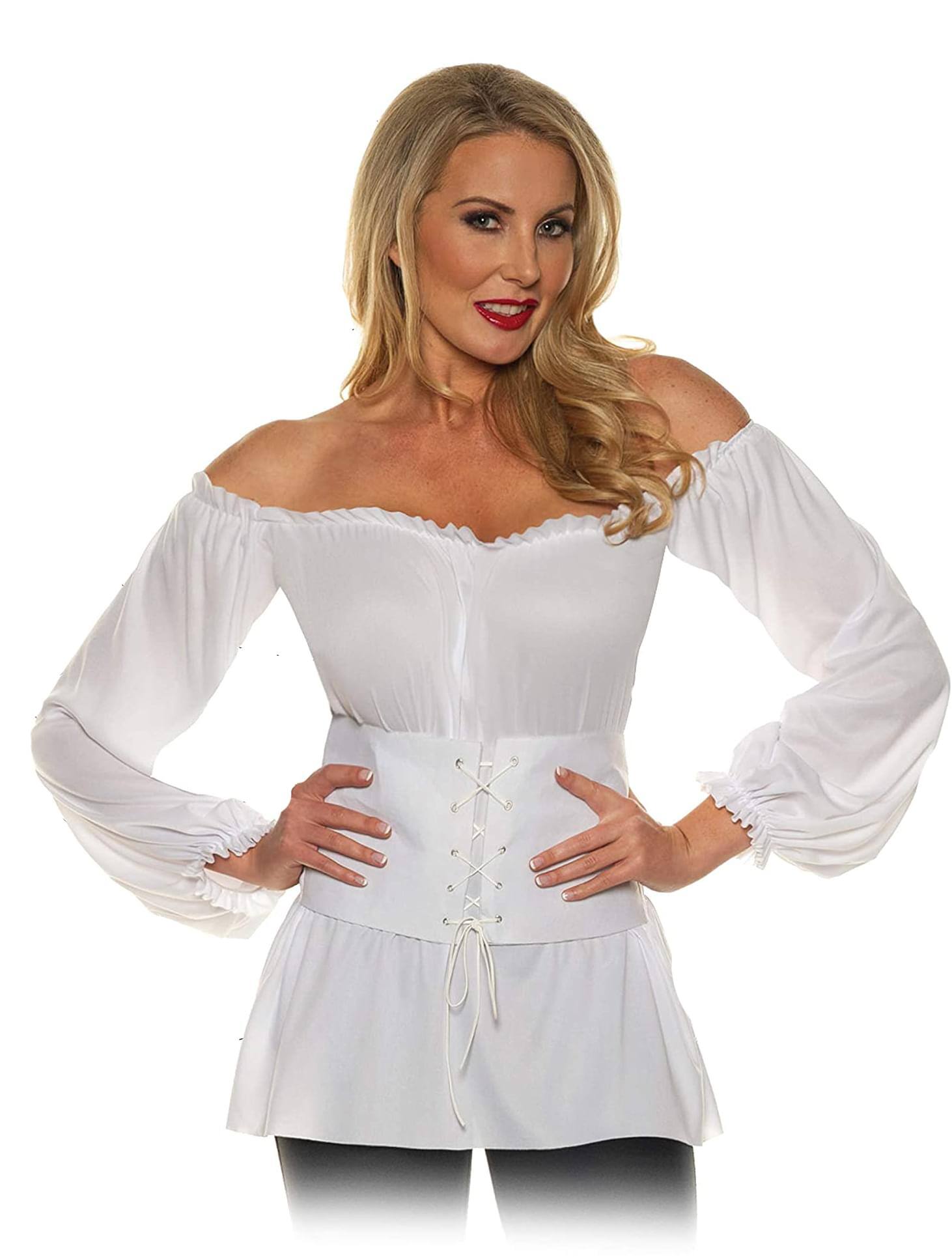 Front. Underwraps - White Renaissance Woman's Costume Shirt | X-Large - White.