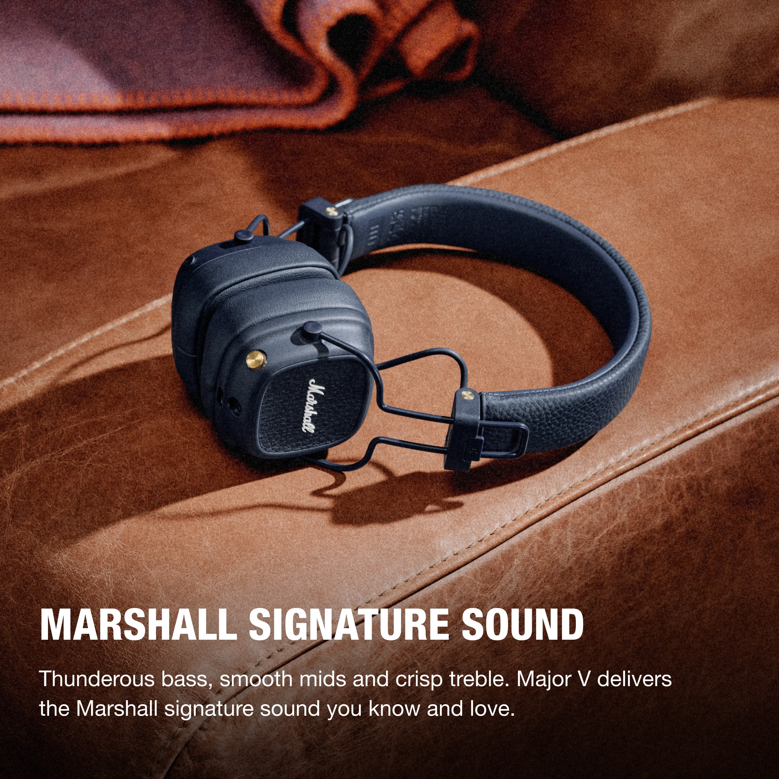 Marshall Signature Sound: Thunderous bass, smooth mids and crisp treble. Major V delivers the Marshall signature sound you know and love.
