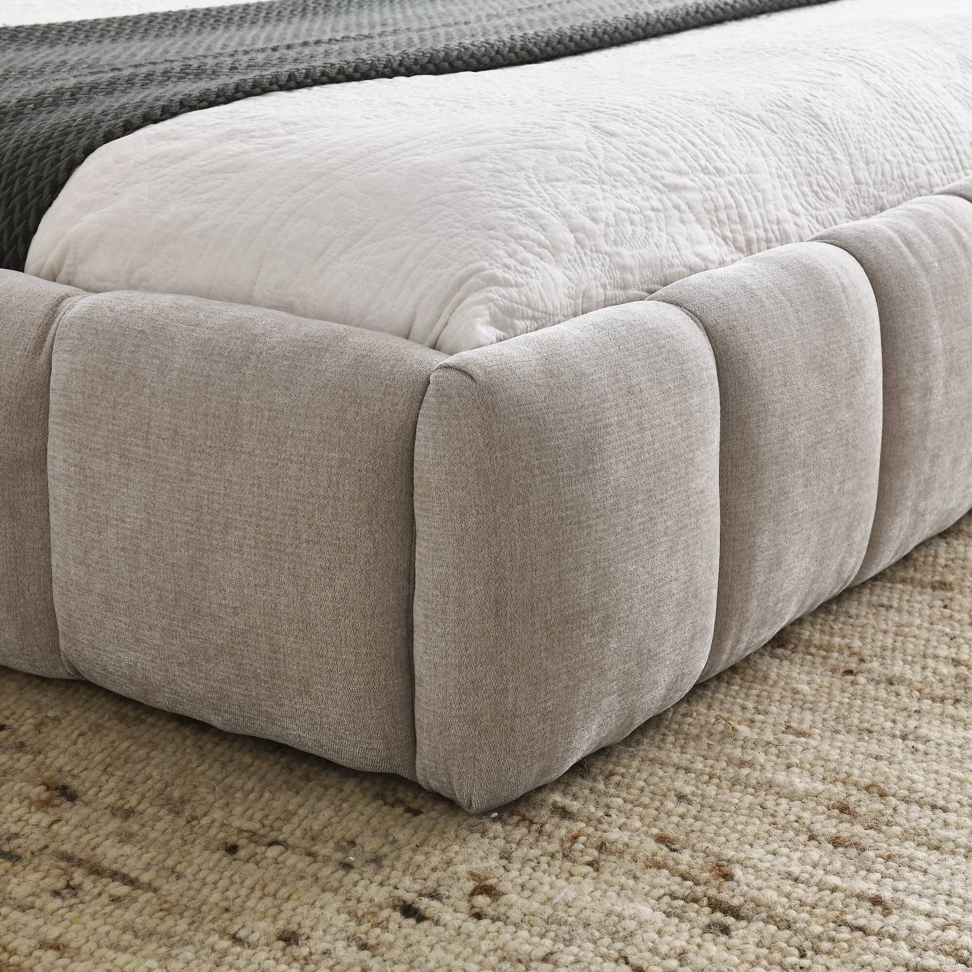 Back. Anysun - Queen Chenille Platform Bed Frame with Headboard - Thick Fabric, Solid Frame, No Box Spring Needed - Beige.