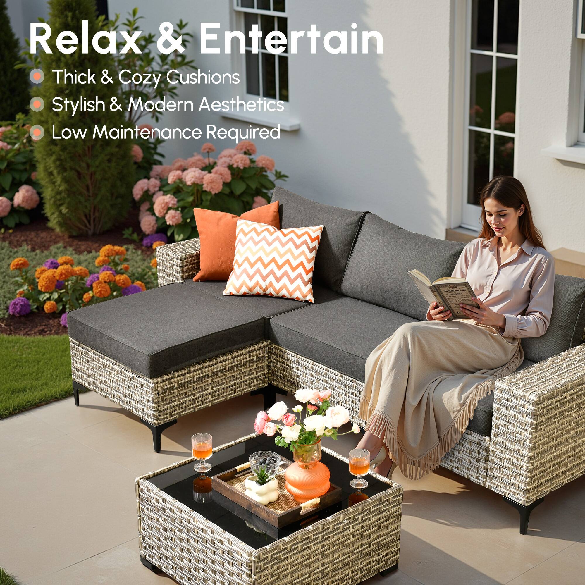 Relax & Entertain

- Thick & Cozy Cushions
- Stylish & Modern Aesthetics
- Low Maintenance Required