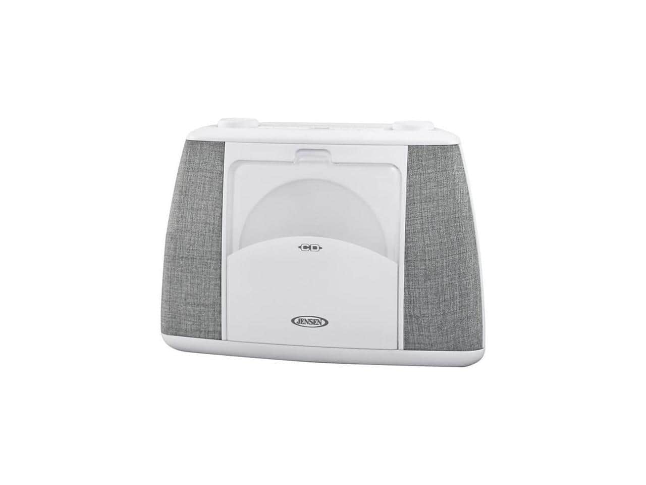 Front. Jensen - Jensen CD-565 Portable Bluetooth CD Music System, Gray & White - White.