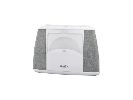 Front. Jensen - Jensen CD-565 Portable Bluetooth CD Music System, Gray & White - White.