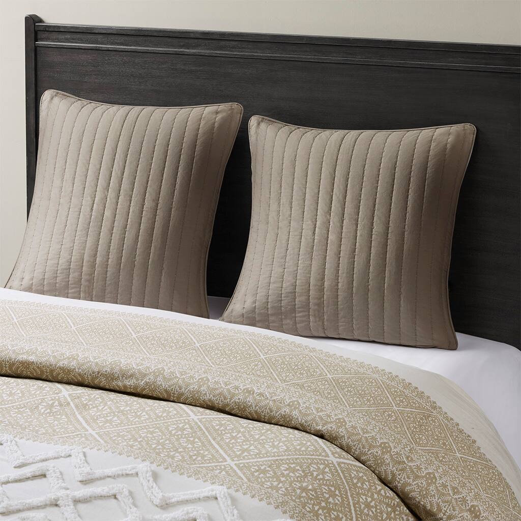 Alt View 1. Gracie Mills - Gracie Mills Johnny Farmhouse Chic Cotton Quilted Euro Sham - Taupe.
