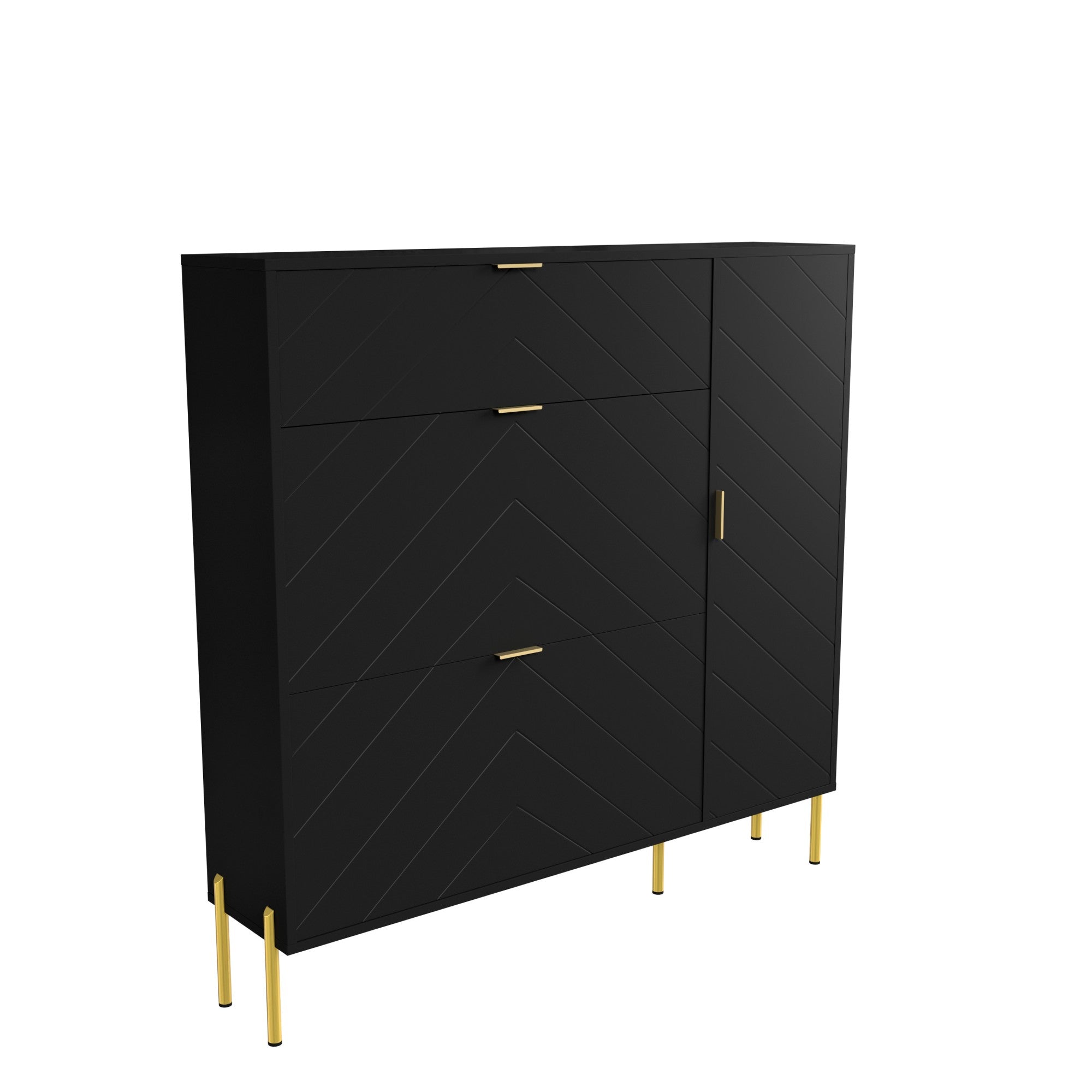 Alt View 1. Boyel Living - 49.21 in. H Wood Shoe Storage Cabinet with Flip-Up Drawers and Adjustable Shelf - Black.
