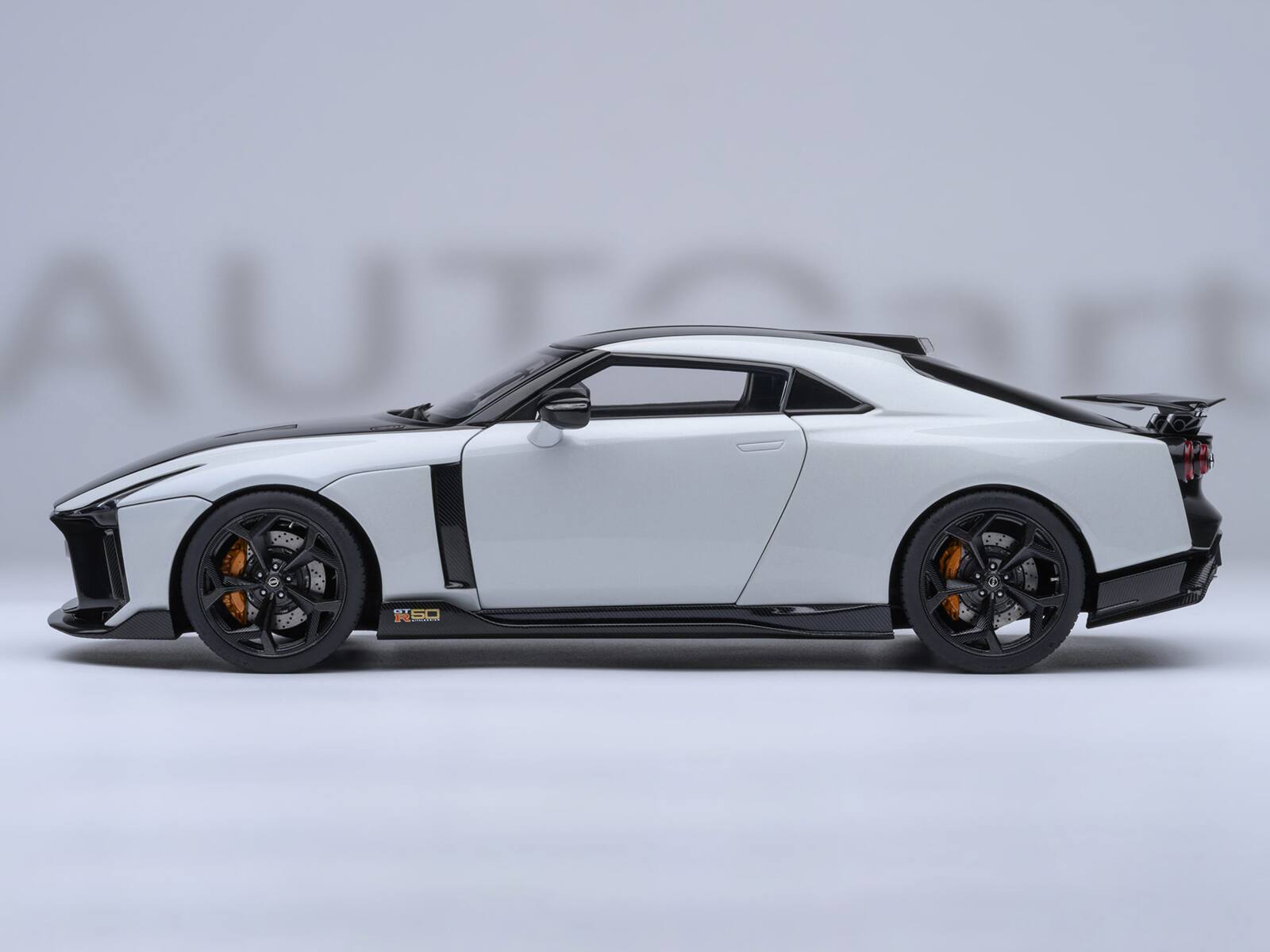Alt View 6. Autoart - Nissan GT-R50 By ItalDesign Black and White Metallic 1/18 Model Car by Autoart.