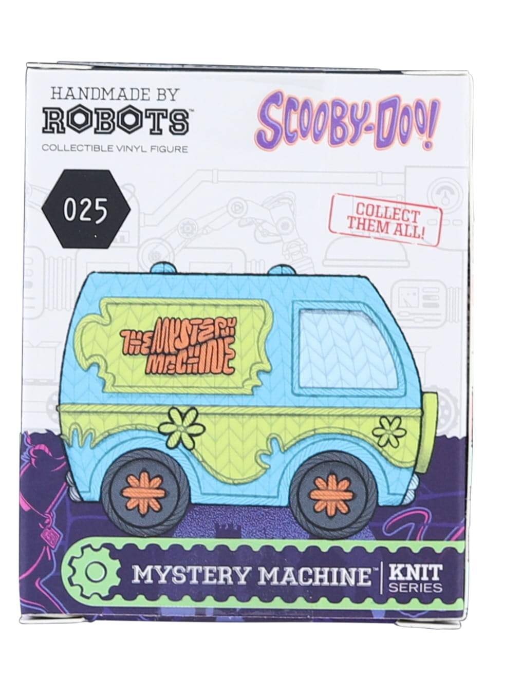 HANDMADE BY ROBOTS  
SCOOBY-DOO!  
COLLECTIBLE VINYL FIGURE 025  
COLLECT THEM ALL!  
TEMPSTER THE MECHILE  
MYSTERY MACHINE | KNIT SERIES