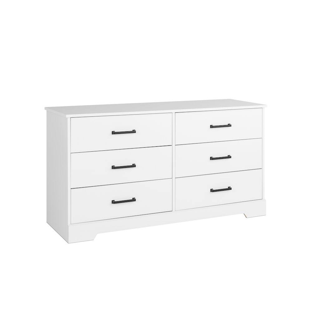 Angle. Prepac - Dresser, White Dresser for Bedroom, Chest of Drawers with 6 Drawers - White.