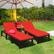Alt View 1. Costway - 2PCS Patio Rattan Lounge Chair Chaise Recliner Adjust with Cover - Red/Off white.