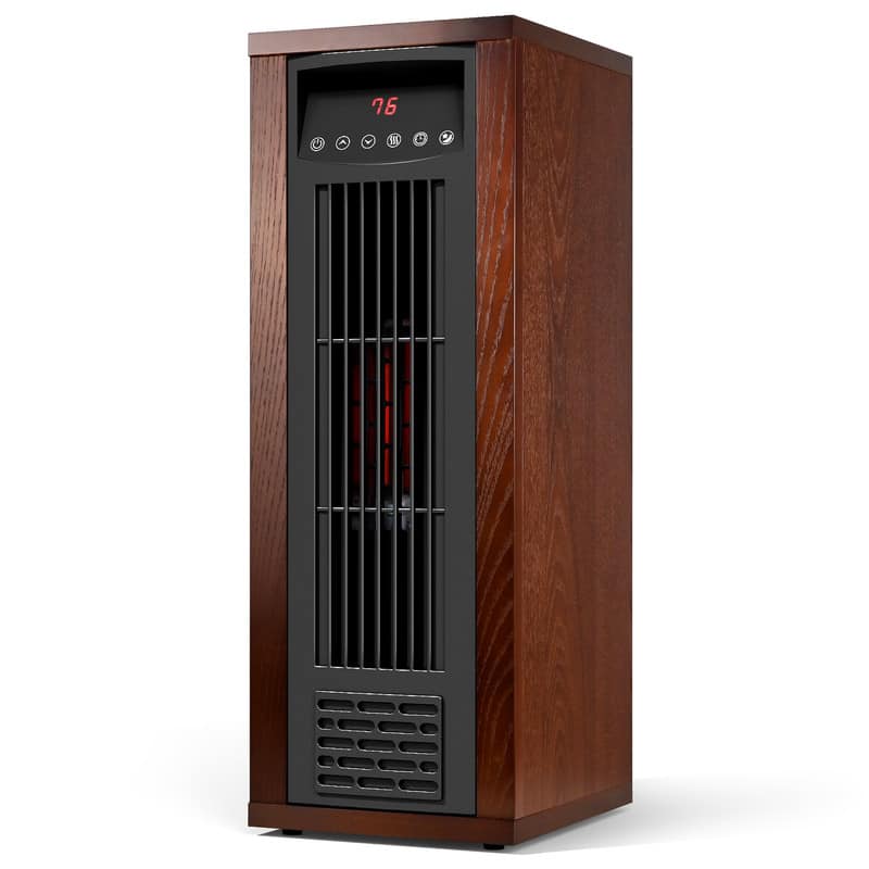 Front. Etust - Etust 24" Infrared Space Heater, 6 Quartz Heating Tubes Tower Heater with ECO Energy-Saving Mode, Portable Room Heater - Walnut.