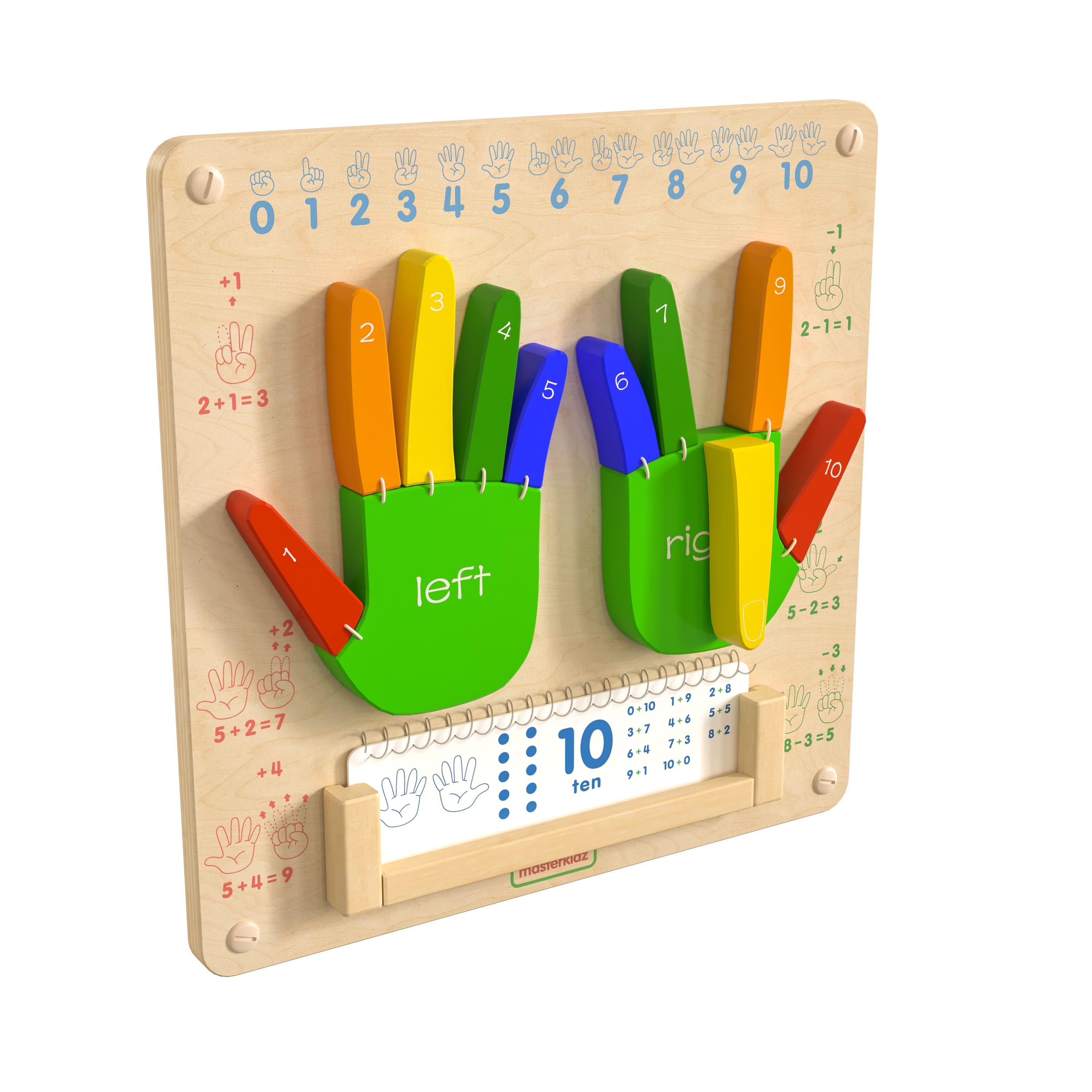 Flash Furniture - Bright Beginnings Commercial Grade STEAM Wall Activity Board with Finish and Multicolor Accents, Counting - Natural