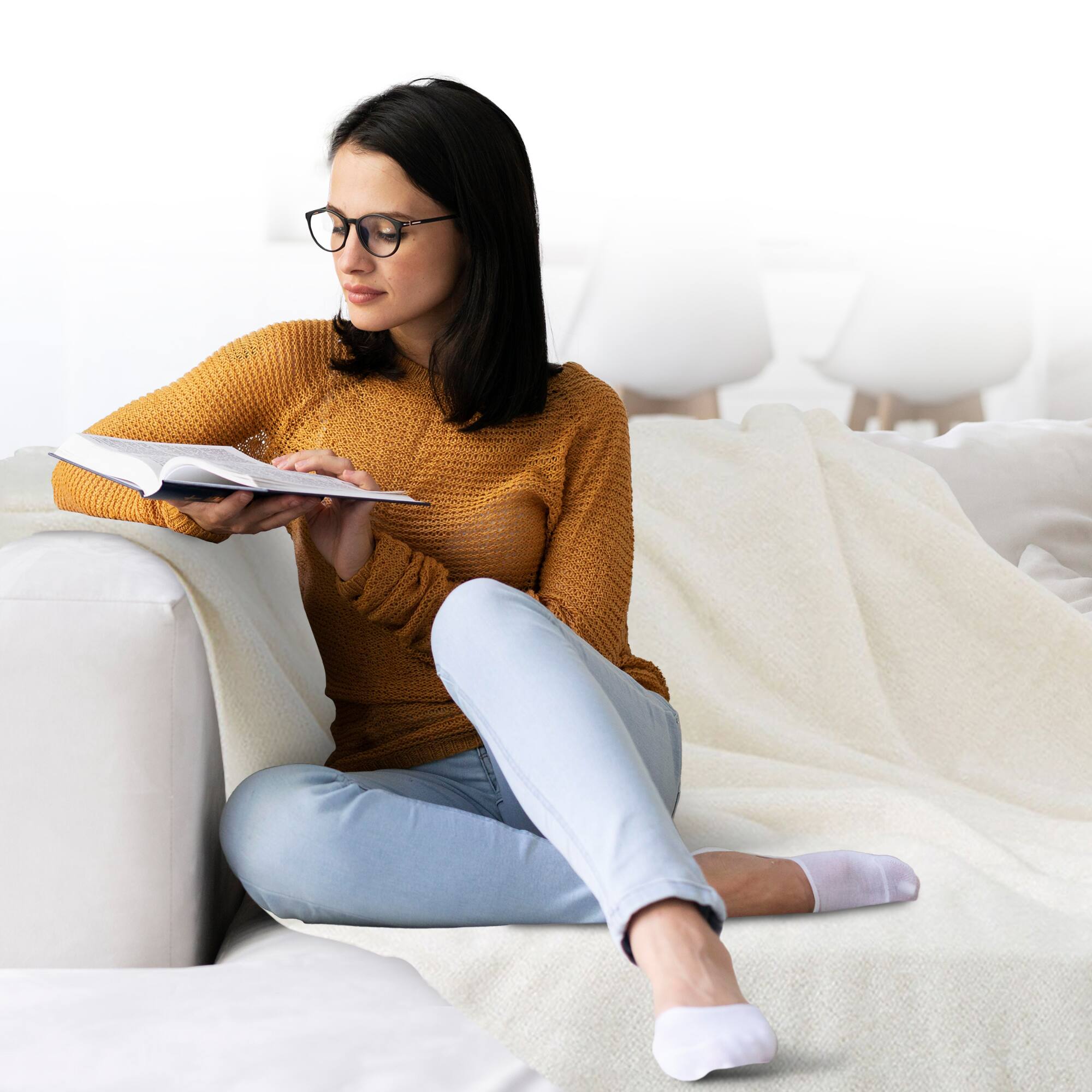 Alt View 1. Cheer Collection - Cheer Collection Ultra Soft Knit Throw Blanket with Fringe Edges Lightweight and Cozy 50 x 60 Inches - Ivory.