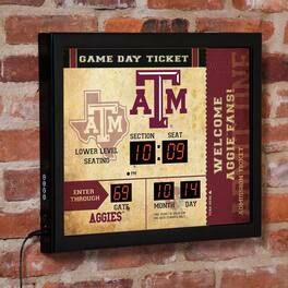 Evergreen Enterprises - Texas A&M Aggies 15" x 19" Bluetooth Scoreboard Wall Clock - Brown