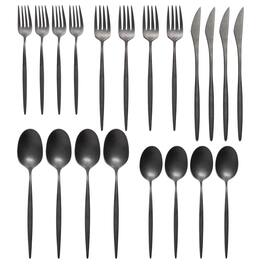 Larder & Vine - 20-Piece Vintage Flatware Set for 4, Made in Portugal from 18/10 Stainless Steel - Vintage Black