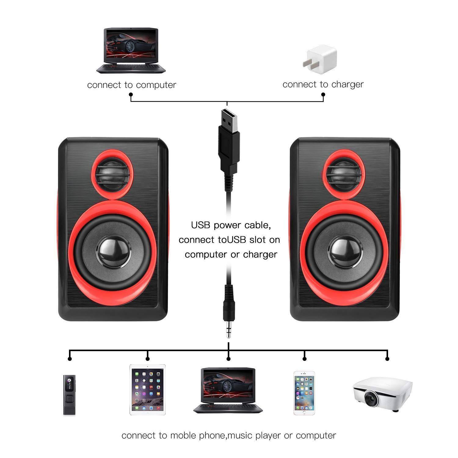 - Connect to computer
- Connect to charger
- USB power cable, connect to USB slot on computer or charger
- Connect to mobile phone, music player, or computer