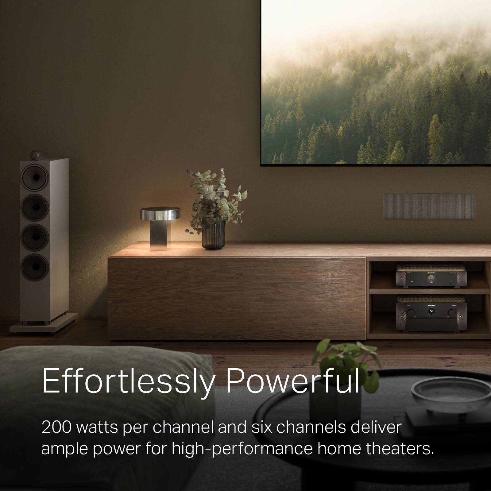 Effortlessly Powerful

200 watts per channel and six channels deliver ample power for high-performance home theaters.