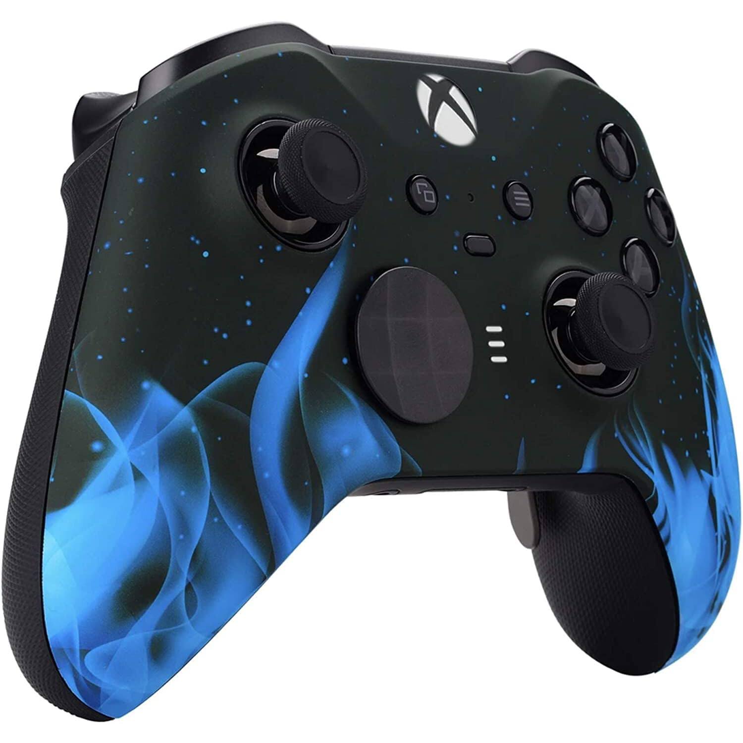 Left. Custom Controllerzz - Custom Elite Series 2 Wireless Controller for Xbox Series X, Xbox Series S, Xbox One - Blue Flame.