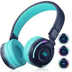 Front. SEENDA - Kids Bluetooth Headphones, Wired & Wireless for Kids with Microphone, 85/94dB Blue - Midnight Blue.