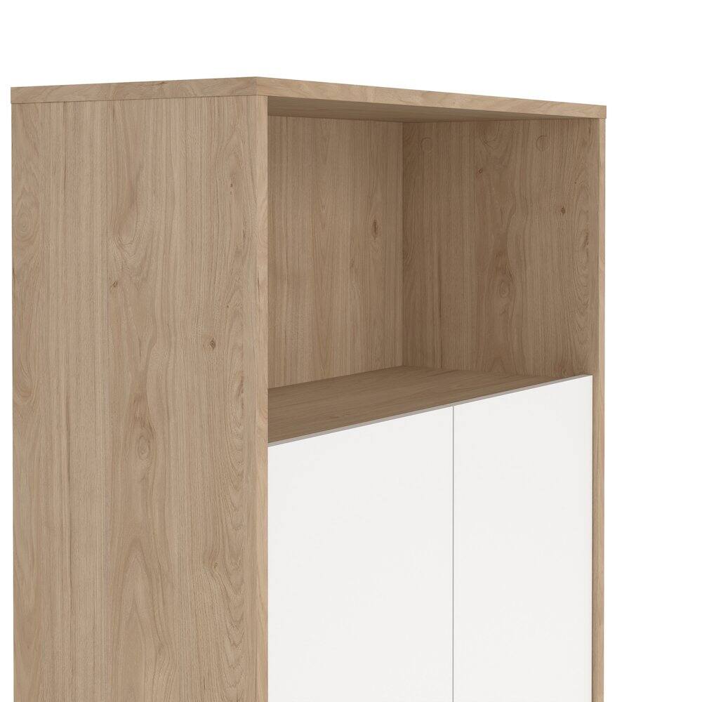 Alt View 2. Tvilum - Adjustable 3 Shelf Bookcase with 2 Doors, Open Storage Home Office Bookshelf - Brown.