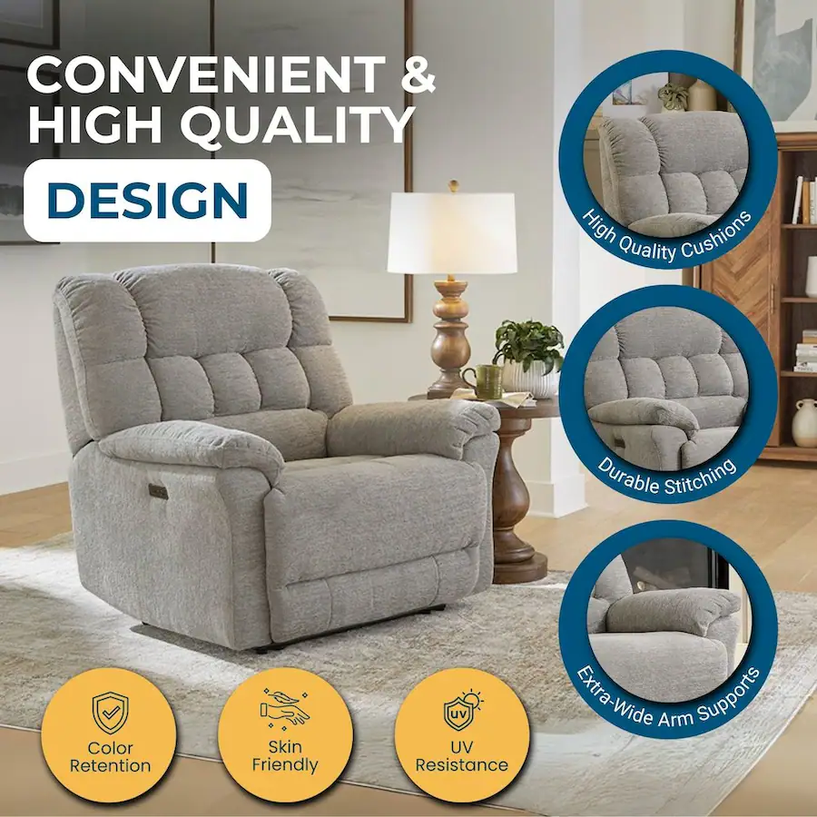 Grey Oversized Rocker Recliners Heartland Furniture Oversized Recliner Chair – Heavy Duty Recliners ...