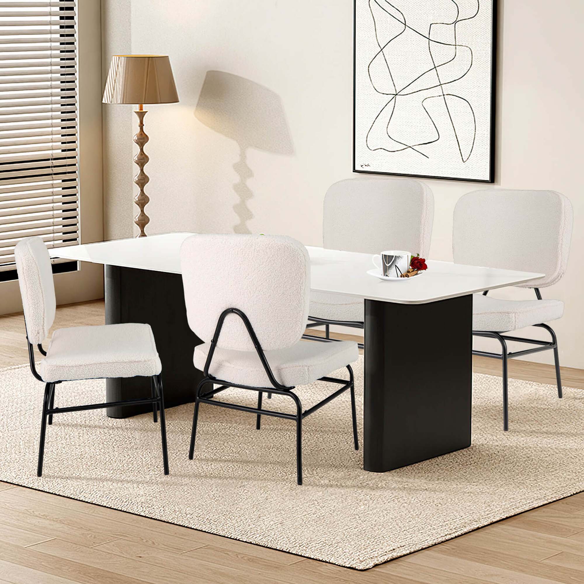 Alt View 5. Costway - Costway 2 PCS Upholstered Accent Chair with Sponge Padding Adjustable Foot Pads & Metal Frame - White.