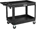 Front. Winado - 2 Tier Shelf Utility Cart Rolling Mobile Storage Organizer with Handle, Wheels, Shelves, 550lbs Capacity for Garage Home - Black.
