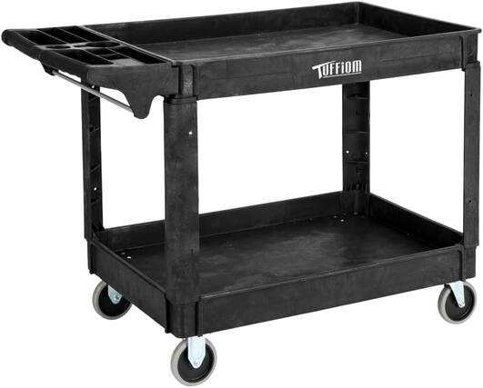 Front. Winado - 2 Tier Shelf Utility Cart Rolling Mobile Storage Organizer with Handle, Wheels, Shelves, 550lbs Capacity for Garage Home - Black.