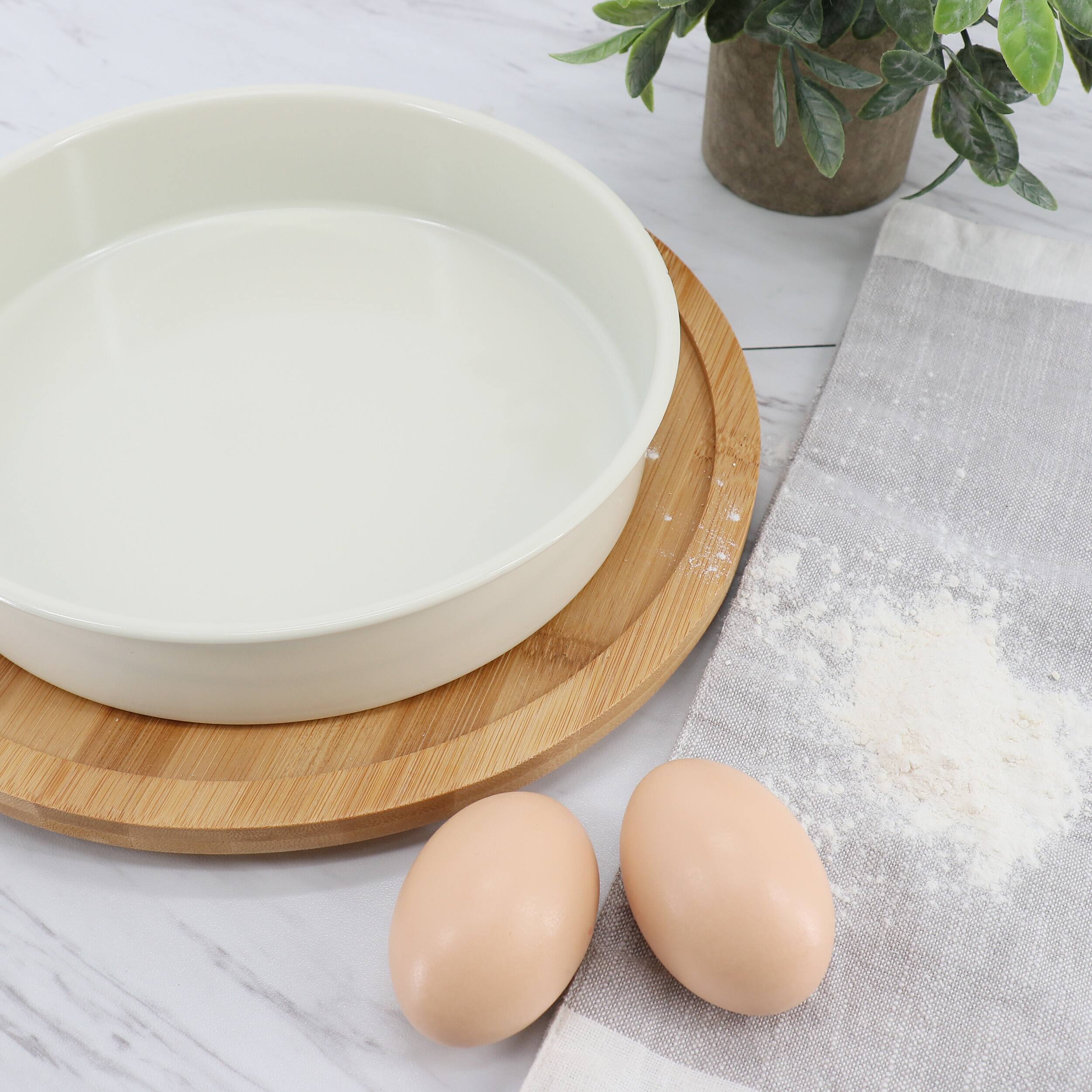 Alt View 3. Martha Stewart - Martha Stewart Everyday Color Bake 8 Inch Carbon Steel Round Cake Pan in Linen - Linen.