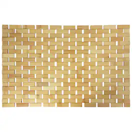 MegaChef - Bamboo Wood 16.25 x 24.5 Inch Rectangle Bathroom Mat - Brown