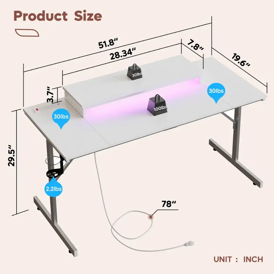 Product Size: 3.7" x 30lbs x 51.8" x 28.34" x 30lbs x 100lbs x 7.8" x 19.6" x 30lbs x 29.5" x 2.2lbs x 78" UNIT: INCH