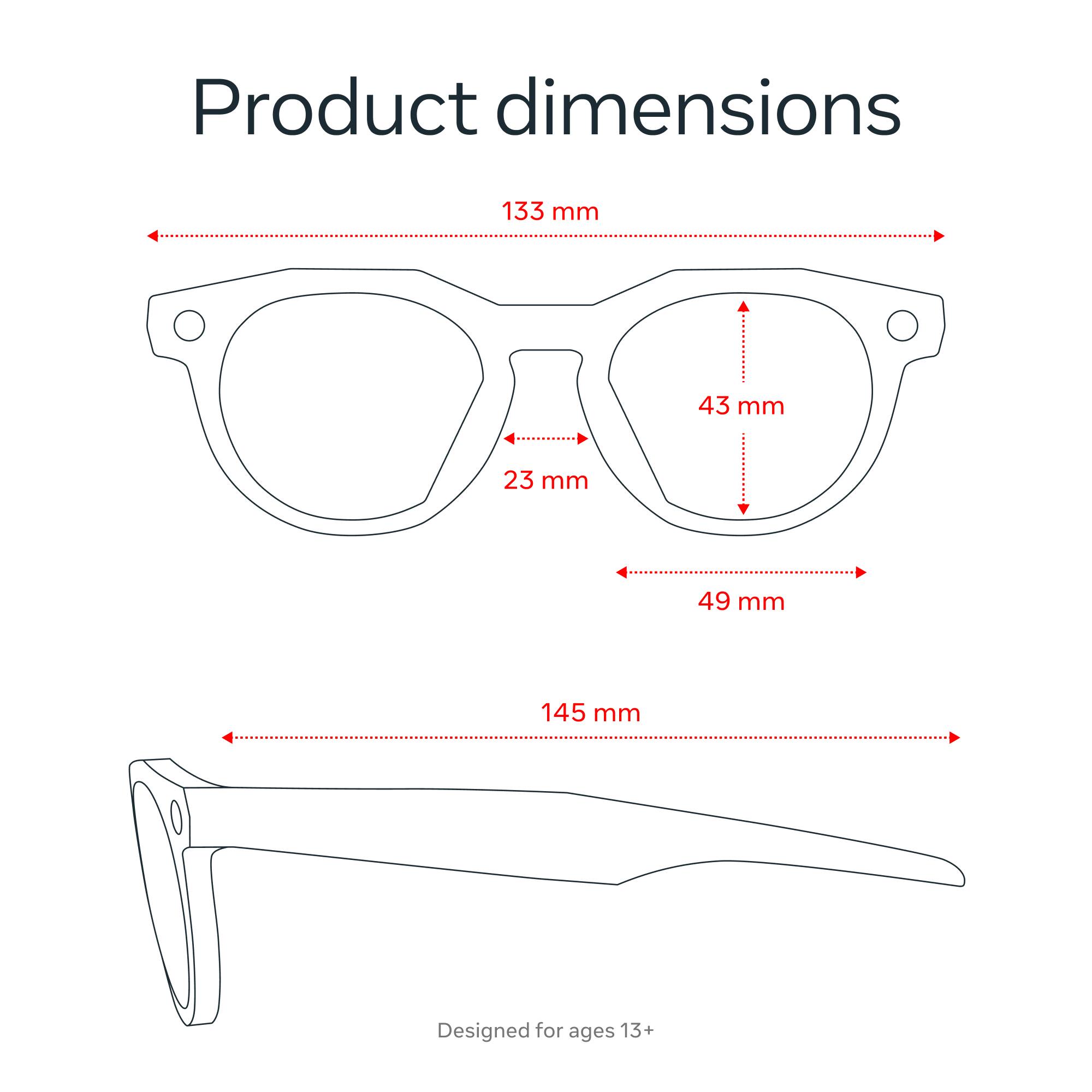 Product dimensions: 133 mm, 43 mm, 23 mm, 49 mm, 145 mm  
Designed for ages 13+