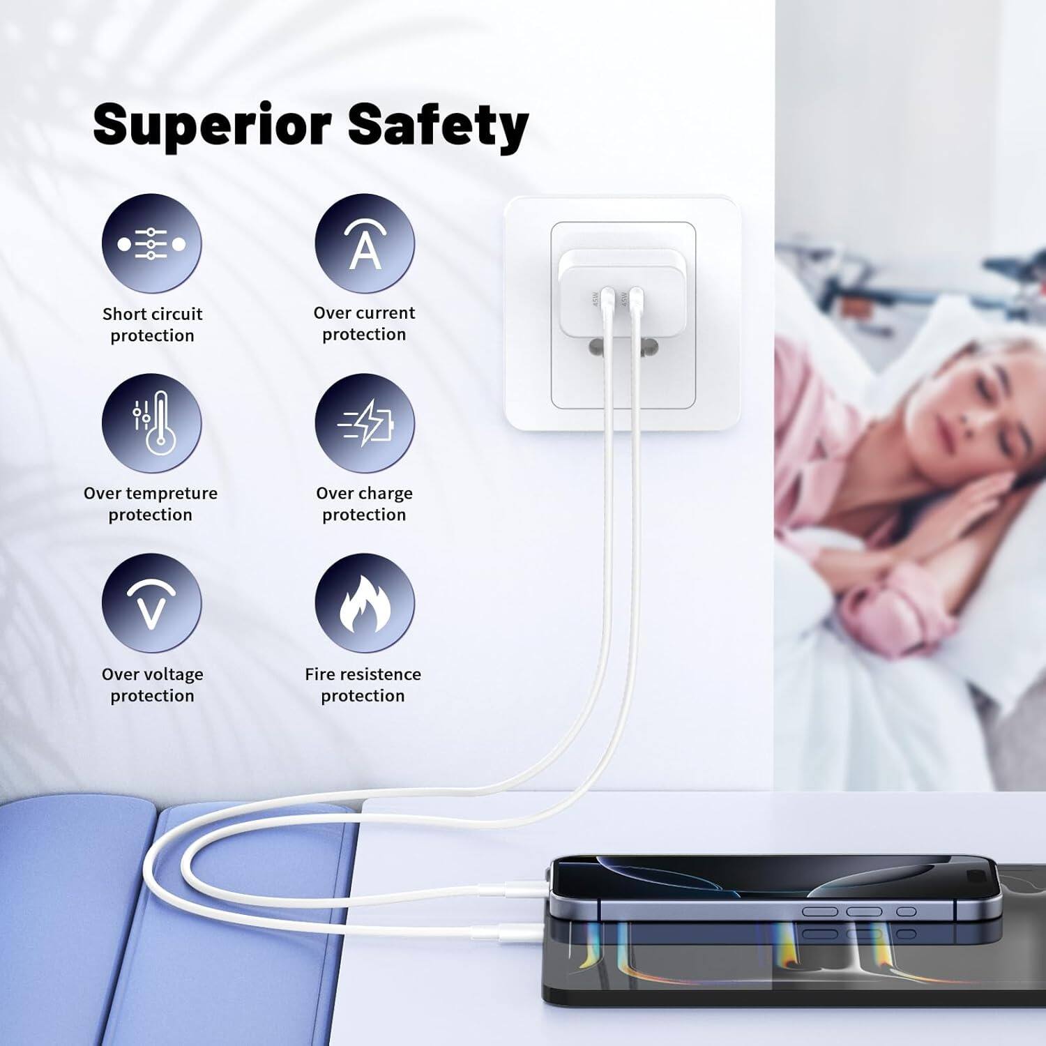 Superior Safety

- Short circuit protection
- Over current protection
- Over temperature protection
- Over charge protection
- Over voltage protection
- Fire resistance protection