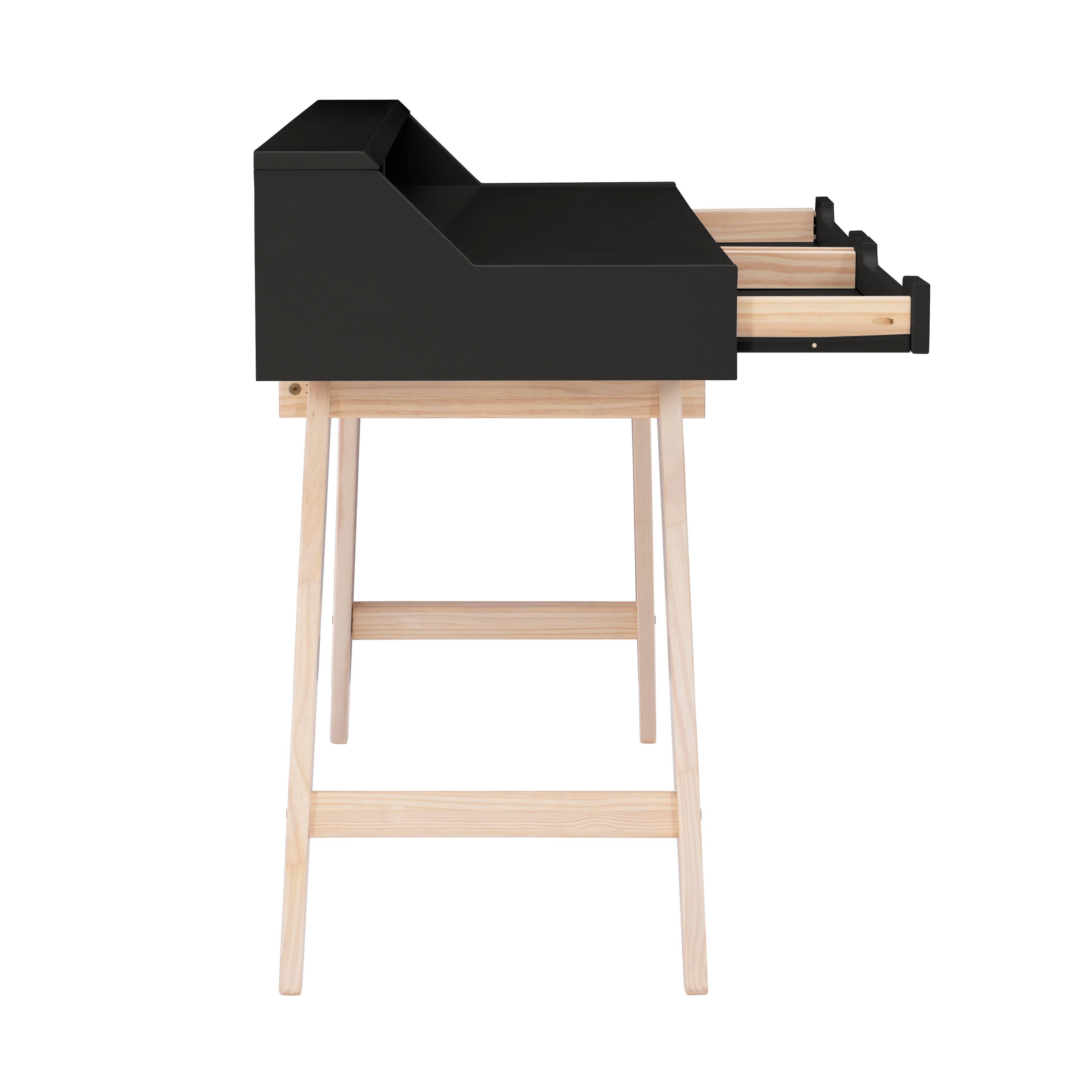 Alt View Zoom 15. Linon Home Décor - Stanley Two-Drawer Desk With Hutch Shelf - Natural & Black.