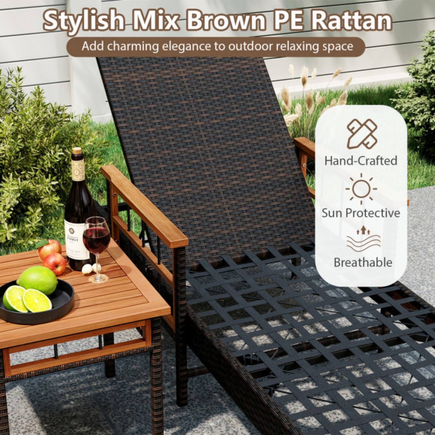 Stylish Mix Brown PE Rattan  
Add charming elegance to outdoor relaxing space  

- Hand-Crafted  
- Sun Protective  
- Breathable