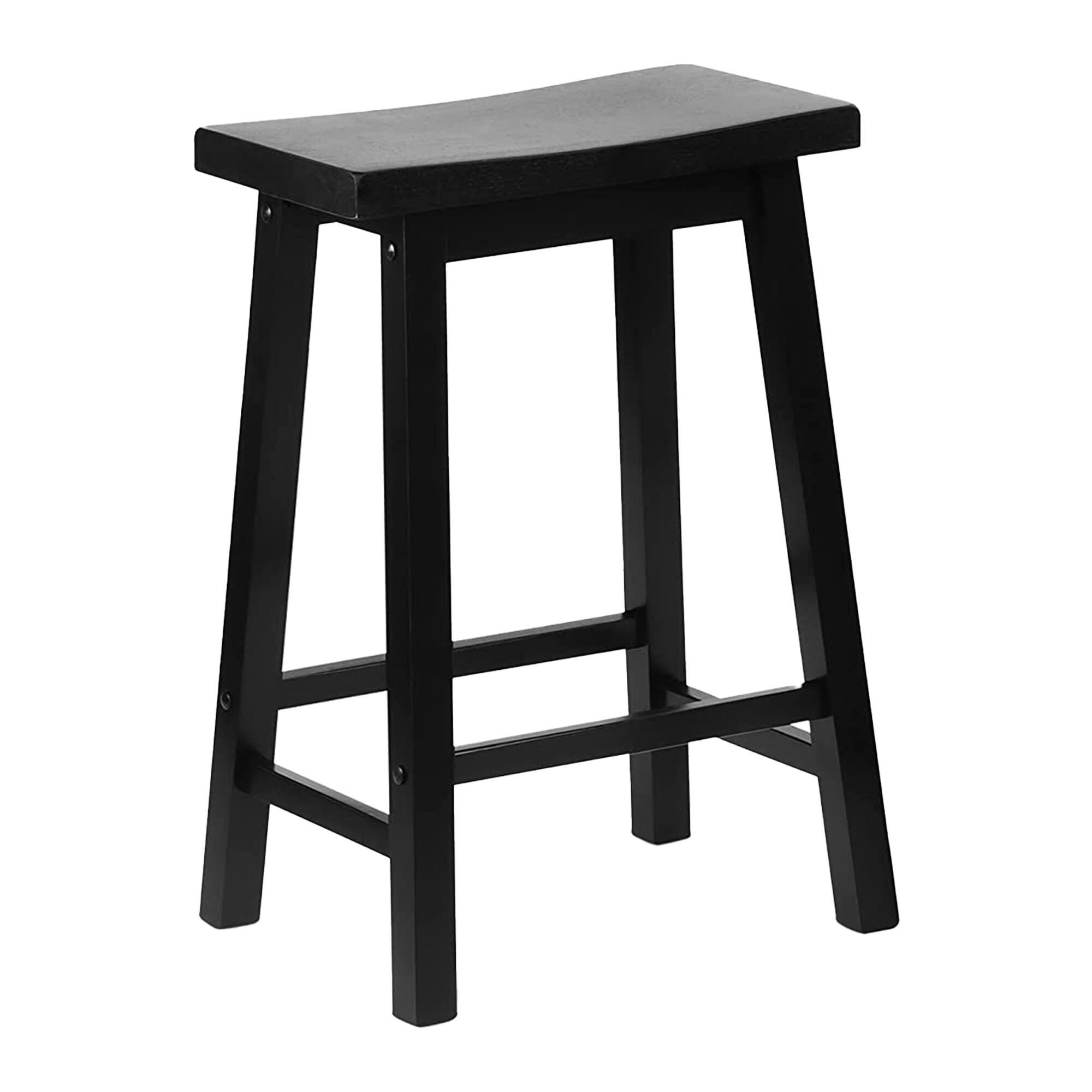 Alt View 10. PJ Wood - PJ Wood Classic Saddle Seat 24" Tall Kitchen Counter Stools, Black (Set of 4) - Black.