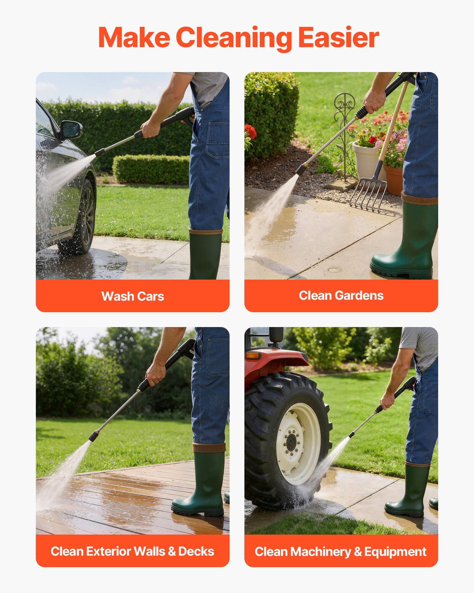 Make Cleaning Easier

- Wash Cars
- Clean Gardens
- Clean Exterior Walls & Decks
- Clean Machinery & Equipment