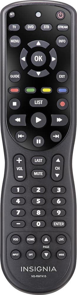 Front. Insignia™ - 4-Device Universal Remote - Black.