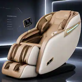 MassaMax - MD906 3D SL Track Smart Massage Chair with Voice Control, AI Body Scan, Zero Gravity,Heat Function - Beige
