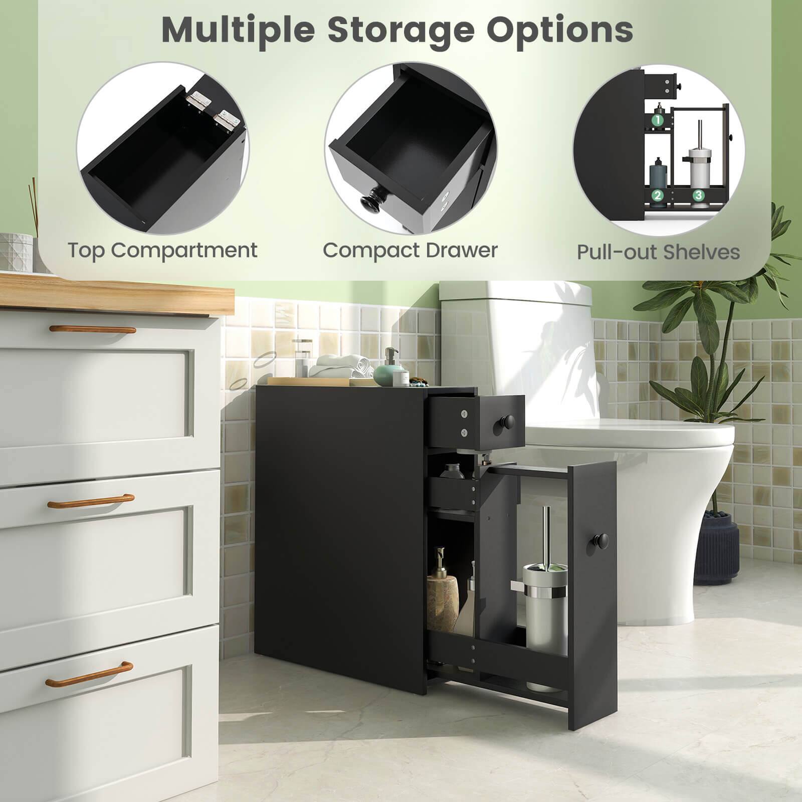 Multiple Storage Options

1. Top Compartment
2. Compact Drawer
3. Pull-out Shelves