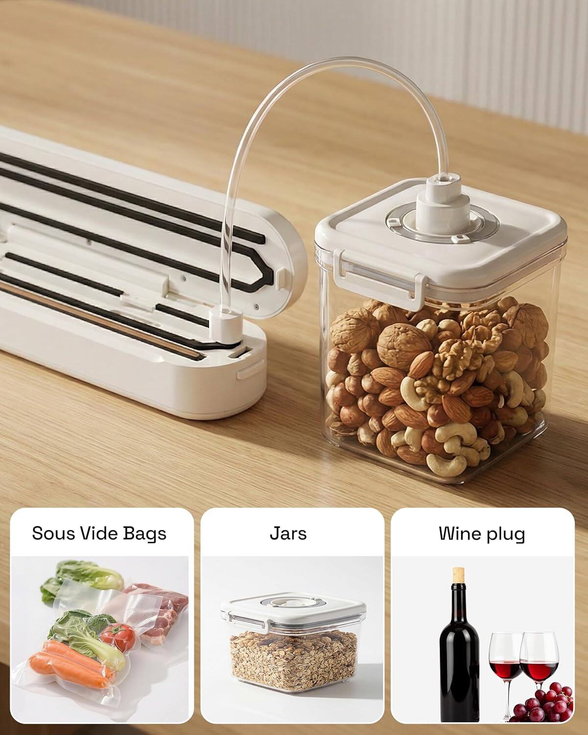 Sous Vide Bags  
Jars  
Wine plug