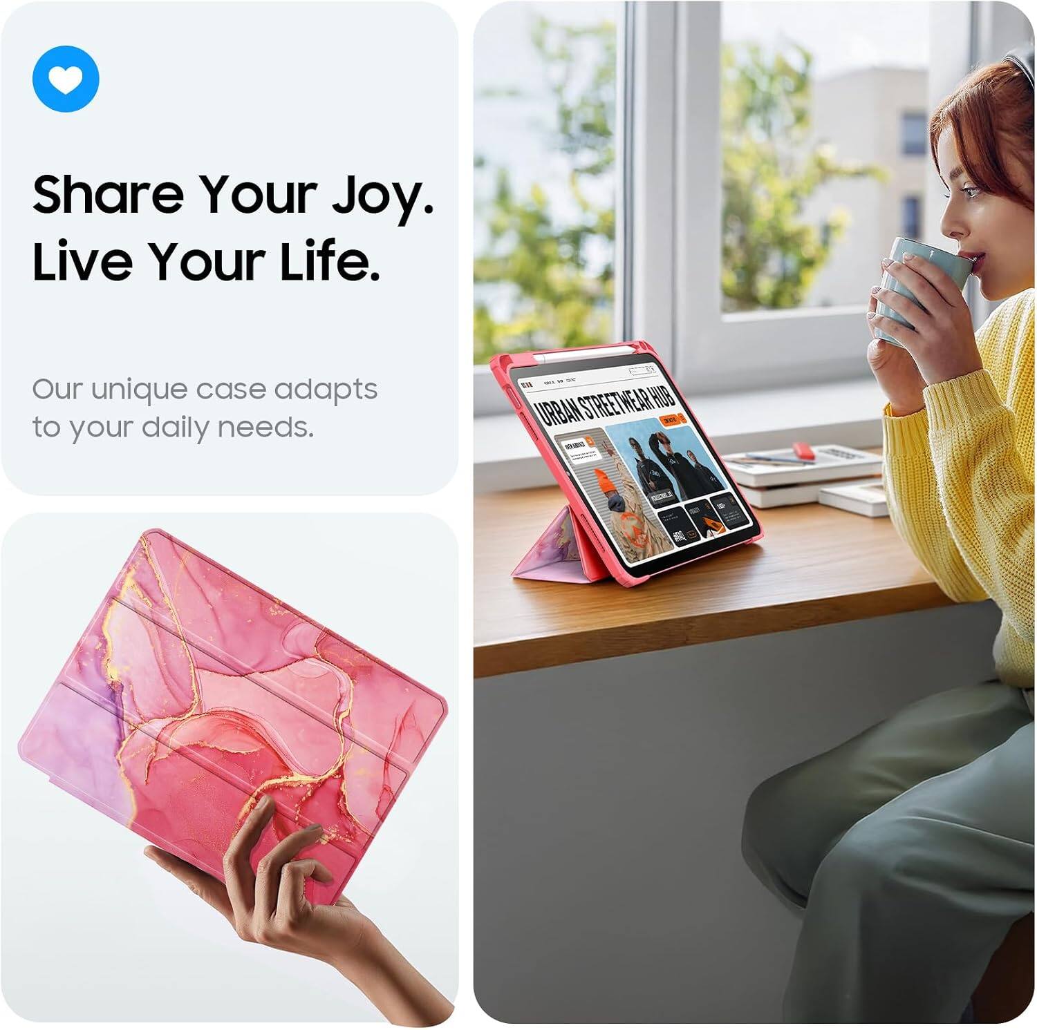 Share Your Joy. Live Your Life.  
Our unique case adapts to your daily needs.  
E STREETWEAR HB URBAN