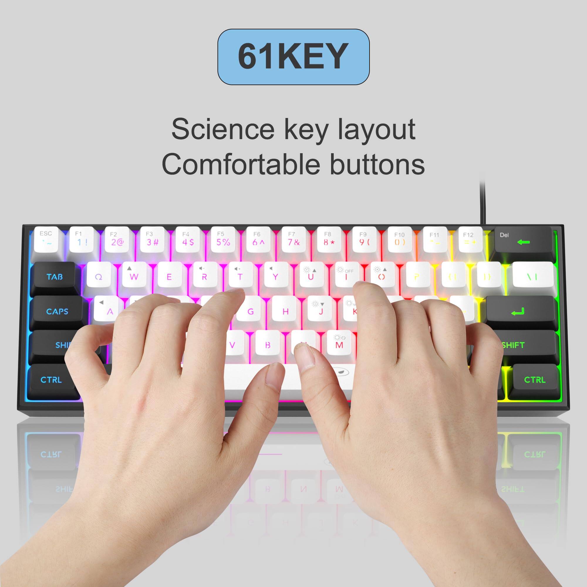 61KEY  
Science key layout  
Comfortable buttons  

ESC F1 1! F2 2@ F3 3# F4 4$ F5 5% F6 6^ F7 7& F8 8* F9 9( F10 0) F11 = F12 + Del  

TAB Q W E R T Y U I O P [ ] \  

CAPS A S D F G H J K L ; '  

SHIFT Z X C V B N M , . /  

CTRL CTRL SHIFT SHIFT