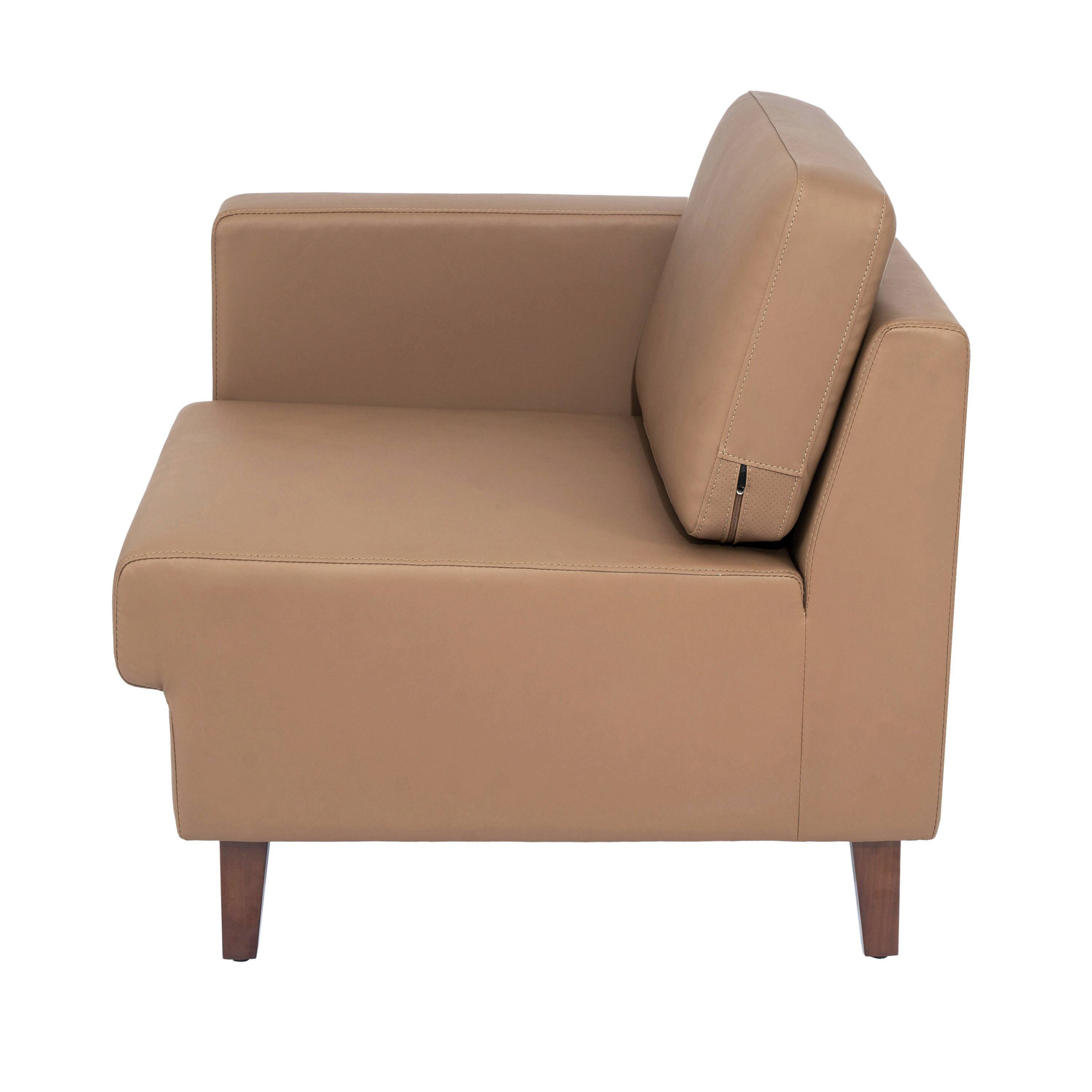 Left. Flash Furniture - HERCULES Artemis Cognac LeatherSoft Left Arm Reception Chair, 2 AC Outlets/1 USB/1 USB-C Ports and Wooden Walnut Legs wi - Brown.