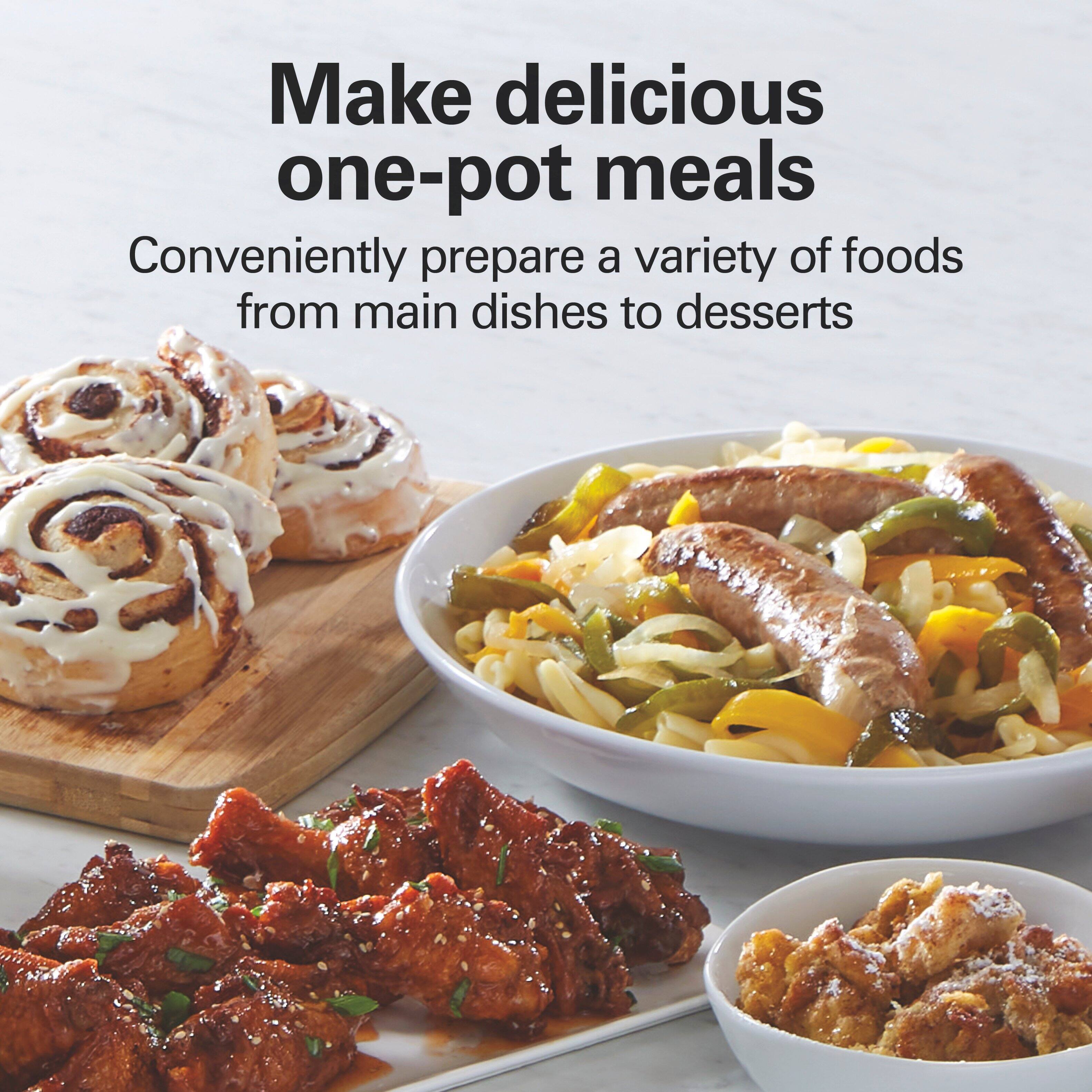 Make delicious one-pot meals

Conveniently prepare a variety of foods from main dishes to desserts