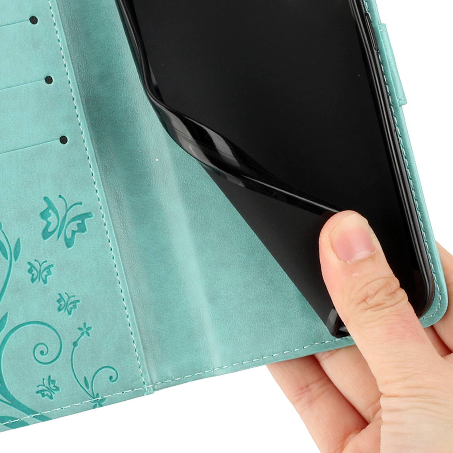 Alt View 3. Dteck - Wallet Case for Apple iPhone 18 Pro Max, Butterfly Floral PU Leather Flip Card Slots Cash Pocket Kickstand Strap Cover - Green.