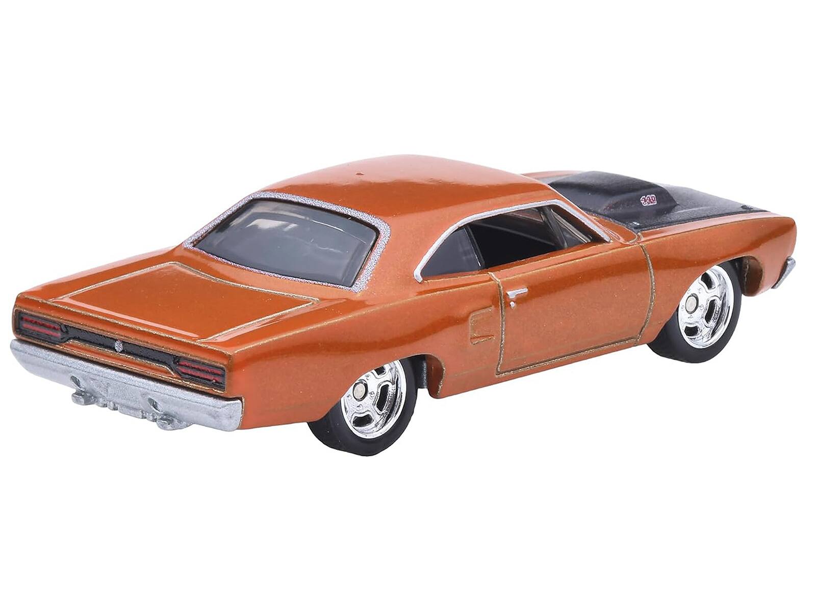 Left. Hot Wheels - 1970 Plymouth Road Runner Custom Copper Metallic with Black Hood "Furious 7" (2015) Movie "Fast & Furious" Series - Copper Metallic, Black.