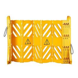 Alpine Industries - Safety Fence Barrier, 13 ft. Expandable Mobile High Visibility Bilingual, Traffic Barricade - Yellow